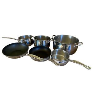 Vintage Cooks by JCPenny Stainless Steel Pots Saucepans Frying lot of 6